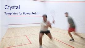  Presentation with court - Beautiful presentation theme featuring squash players in action backdrop and a sky blue colored foreground