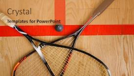  Presentation with court - Colorful slides enhanced with squash-rackets-and-ball backdrop and a gold colored foreground
