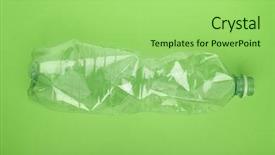  Presentation with plastic bottle - Colorful presentation enhanced with squashed plastic bottle on vivid backdrop and a mint green colored foreground