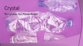  Presentation with eco plastic - PPT theme enhanced with squashed plastic bottles background and a lilac colored foreground