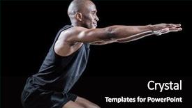  Presentation with healthy workplace full length side view - PPT theme enhanced with squats - side view of sportsman squatting background and a black colored foreground