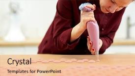  Presentation with pastry chef - Beautiful presentation theme featuring squeeze - cooking baking and people concept backdrop and a coral colored foreground