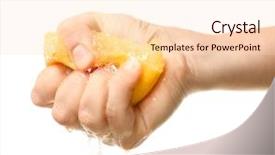  Presentation with half white and half bright coloured - PPT layouts having squeeze - female hand squeezing half background and a lemonade colored foreground