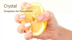  Presentation with lemon - Slides featuring squeeze - female hand squeezing lemon isolated background and a cream colored foreground