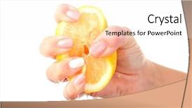  Presentation with lemon - Beautiful presentation theme featuring squeeze - female hand squeezing lemon isolated backdrop and a white colored foreground
