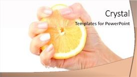  Presentation with female feticide - PPT theme having squeeze - female hand squeezing lemon isolated background and a sky blue colored foreground