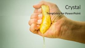  Presentation with lemon - Slide set enhanced with squeeze - hand squeezing lemon on green background and a mint green colored foreground