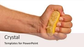  Presentation with fresh man chemistry - PPT layouts enhanced with squeeze - man hand with fresh lemon background and a soft green colored foreground