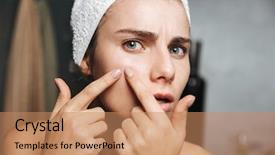  Presentation with upset - Theme featuring squeeze - photo of upset woman background and a coral colored foreground