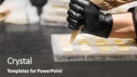  Presentation with chocolate shop - Theme having squeeze - production cooking and people concept background and a dark gray colored foreground