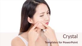  Presentation with young man and a woman - PPT theme having squeeze - young woman squeezing pimple background and a lemonade colored foreground