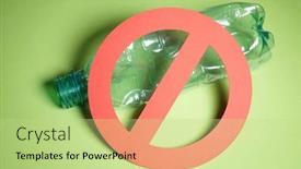  Presentation with free global warming - Presentation design with squeezed empty blue plastic bottle background and a mint green colored foreground