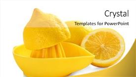  Presentation with lemons - PPT layouts having squeezer and lemons on white background and a white colored foreground