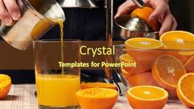  Presentation with press - Audience pleasing slide set consisting of squeezing-an-orange backdrop and a tawny brown colored foreground