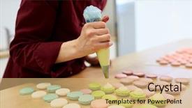  Presentation with pastry cream - Colorful slide deck enhanced with squeezing cream filling to macarons backdrop and a coral colored foreground