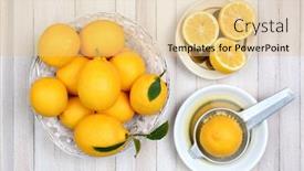  Presentation with lemons - PPT layouts enhanced with squeezing lemons still life shot from a high angle on a rustic white wood kitchen table background and a yellow colored foreground