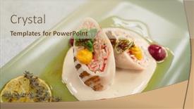 Presentation with crab - Presentation theme enhanced with squid-stuffed-with-crab-meat background and a soft green colored foreground