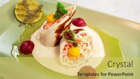 Presentation with crab - Presentation theme enhanced with squid-stuffed-with-crab-meat background and a yellow colored foreground
