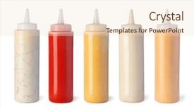  Presentation with sauce - Presentation design with squirt - sauce bottle isolated on white background and a lemonade colored foreground