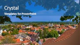  Presentation with old hymnal - Beautiful presentation theme featuring sremski karlovci old town - serbia backdrop and a teal colored foreground