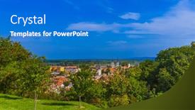  Presentation with architecture old - Audience pleasing theme consisting of sremski-karlovci-old-town-serbia backdrop and a cobalt blue colored foreground