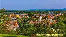  Presentation with architecture old - Colorful presentation theme enhanced with sremski karlovci old town - serbia - architecture travel background backdrop and a tawny brown colored foreground