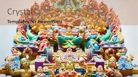  Presentation with singapore - PPT theme having sri-mariamman-temple-in-singapore background and a coral colored foreground