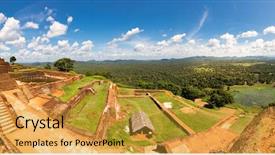  Presentation with sigiriya - Audience pleasing PPT theme consisting of srilankan tourism - sigiriya sri lanka buddhist temple backdrop and a gold colored foreground