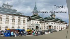  Presentation with masjid - Theme enhanced with srinagar-india-june-15-2017 background and a light blue colored foreground