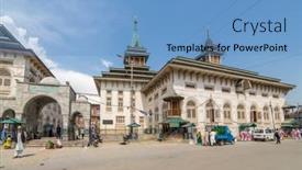  Presentation with masjid - Presentation theme consisting of srinagar-india-june-15-2017 background and a teal colored foreground