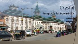  Presentation with masjid - Colorful presentation design enhanced with srinagar-india-june-15-2017 backdrop and a light blue colored foreground
