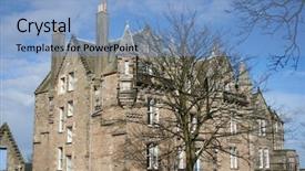 Presentation with university building - Presentation featuring st andrews university building scotland background and a light blue colored foreground