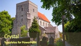  Presentation with church - PPT theme consisting of st cuthman in st mary background and a tawny brown colored foreground