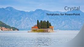  Presentation with kotor montenegro - PPT layouts with st george island in the bay of kotor near perast town in montenegro background and a light blue colored foreground