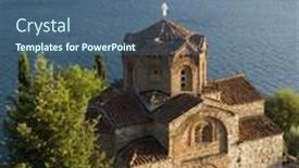  Presentation with lake - PPT theme featuring st-jovan-kaneo-ohrid-lake background and a ocean colored foreground