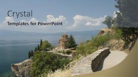  Presentation with macedonia - Colorful PPT layouts enhanced with st-jovan-kaneo-ohrid-lake backdrop and a light blue colored foreground