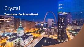  Presentation with dusk - PPT theme with st-louis-missouri-usa-downtown background and a navy blue colored foreground