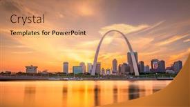  Presentation with usa - Theme with st-louis-missouri-usa-downtown background and a coral colored foreground