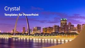  Presentation with cityscape - Beautiful PPT theme featuring st-louis-missouri-usa-downtown backdrop and a cobalt blue colored foreground