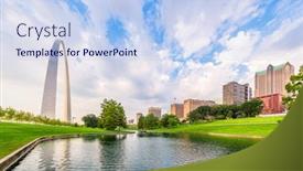  Presentation with usa health economics - Slides with st-louis-missouri-usa-park background and a light blue colored foreground