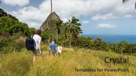  Presentation with hiking mountain - Amazing PPT layouts having st lucia in caribbean backdrop and a gold colored foreground
