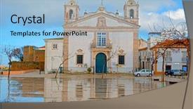  Presentation with algarve - Presentation design having st maria church in lagos background and a light blue colored foreground