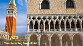  Presentation with tower - PPT theme having st-mark-s-campanile-tower background and a tawny brown colored foreground