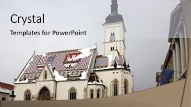  Presentation with croatia zagreb - Slide deck with st marko church in winter background and a sky blue colored foreground