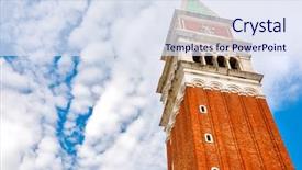 Presentation with blessed virgin mary statue blue - PPT theme enhanced with mark's campanile on background background and a sky blue colored foreground