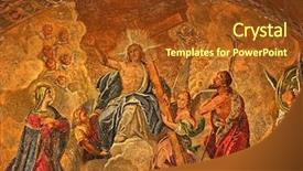  Presentation with facade - Amazing slide deck having st mary - facade mosaics at 1 backdrop and a tawny brown colored foreground