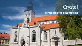  Presentation with survivor island - Cool new PPT layouts with st mary - saint maria cathedral of visby backdrop and a ocean colored foreground