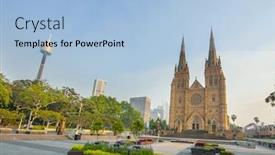  Presentation with sydney - Audience pleasing presentation theme consisting of st-mary-s-cathedral backdrop and a light blue colored foreground