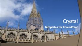  Presentation with virgin mary - Slide set having st mary the virgin church background and a teal colored foreground