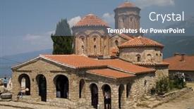  Presentation with macedonia - Beautiful presentation theme featuring st naum monastery ohrid lake fyr macedonia backdrop and a seafoam green colored foreground